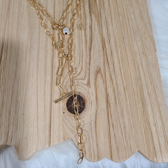 ⭐️⭐️NEW⭐️⭐️BEAUTIFUL!! Bohomeian Faux Pearl 3 Layer Disc Charm Necklace - Picture 10 of 16